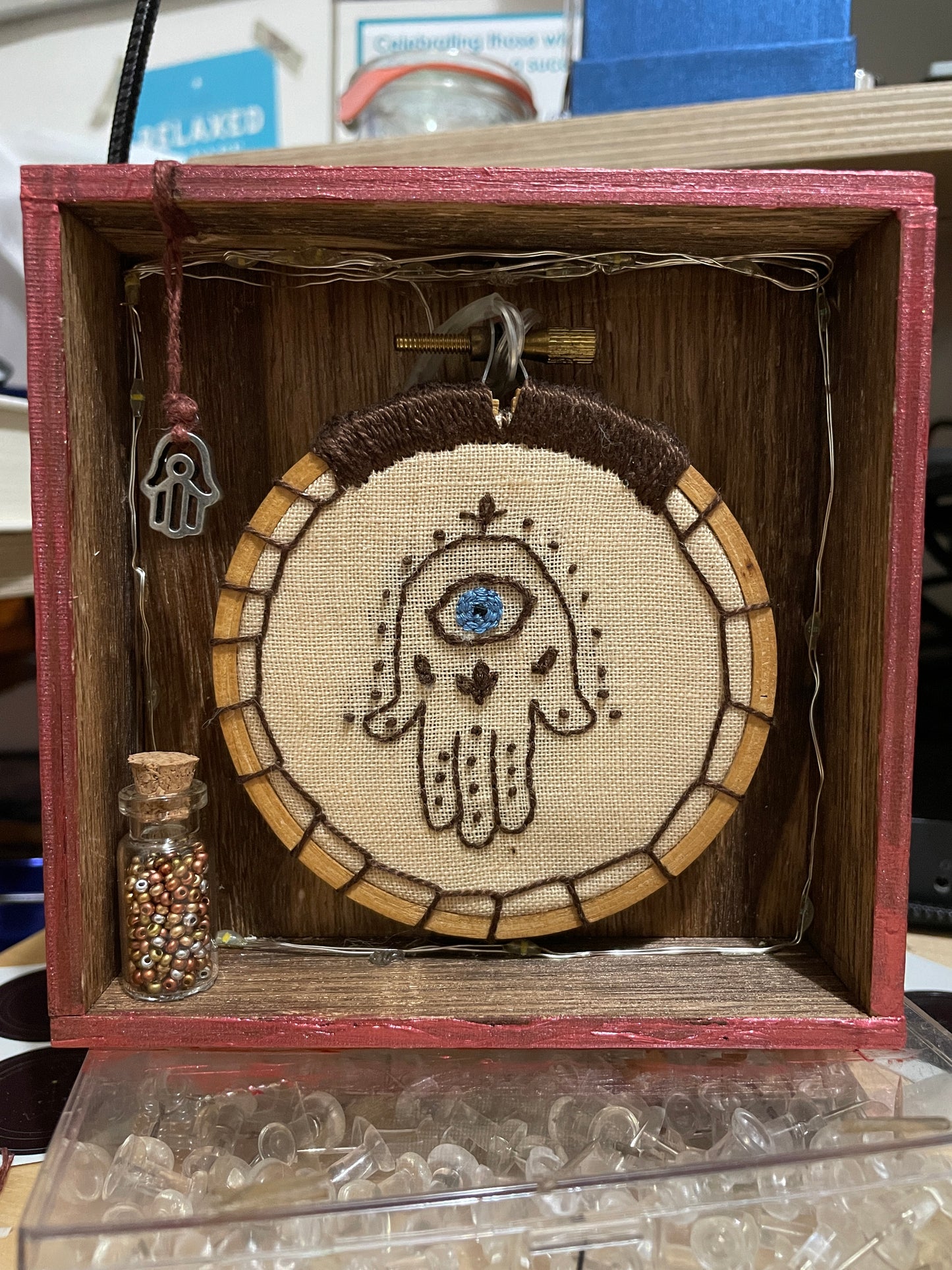 Hamsa Protection Shrine | Mixed Media Jewish Art