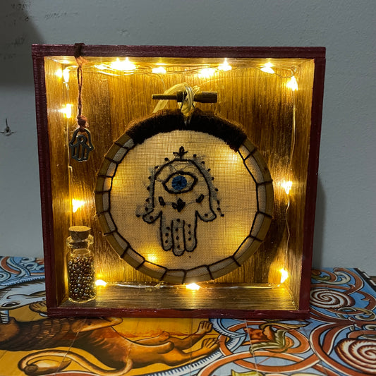 Hamsa Protection Shrine | Mixed Media Jewish Art