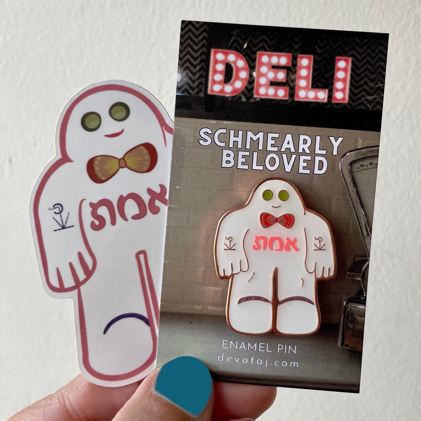 Schmearly Pin + Sticker Bundle