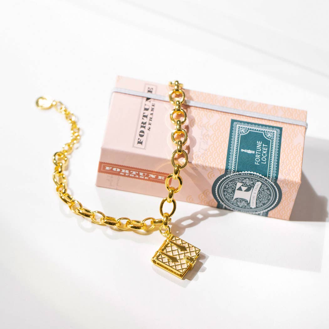 Book Charm Bracelet (Mother of Pearl) - Gold