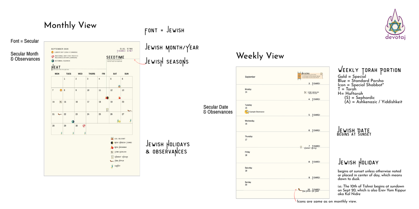 5787 Jewish Planner & Journal for Living in Jewish Time