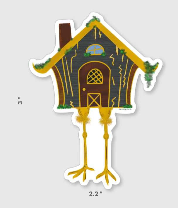 Baba Yaga's House Sticker | Doikayt | Judaica Yiddishkeit | Slavic Folklore